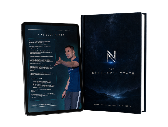 The Next Level Coach brochure and tablet mock-up
